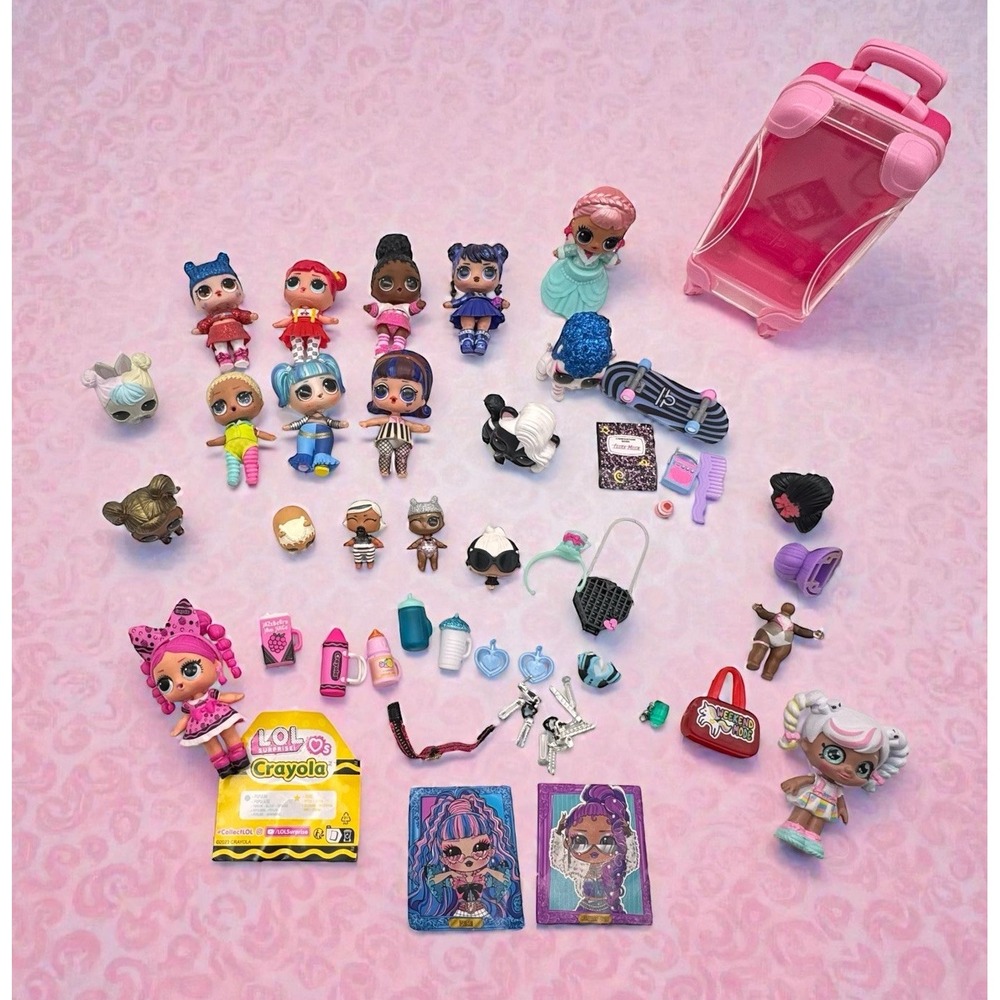 LOL Surprise Dolls & Pets Lot of 16 w/Clothes + Acc Tots Pets Lil Sis MGA